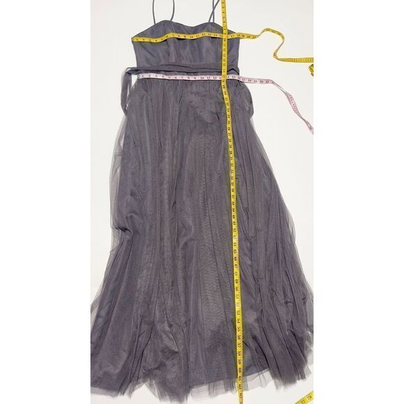WToo by Watters Strapless Bobbinet Long Bridesmaid Dress Pewter Gray Size 12 - Picture 8 of 14